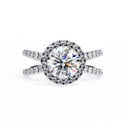 Round Halo Crisscross Lab Grown Diamond Ring