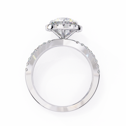 Round Halo Crisscross Lab Grown Diamond Ring