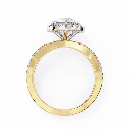 Round Halo Crisscross Lab Grown Diamond Ring