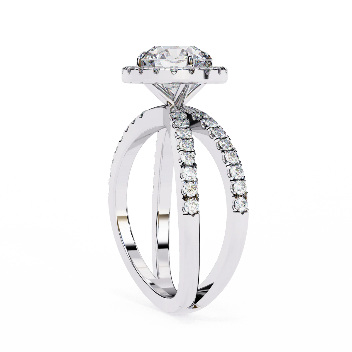 Round Halo Crisscross Lab Grown Diamond Ring - Ophiratbf
