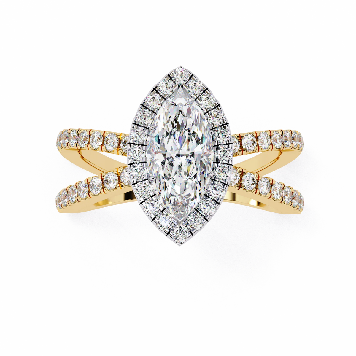 Mireille Lab Grown Diamond Marquise Halo Crisscross Ring - Ophiratbf