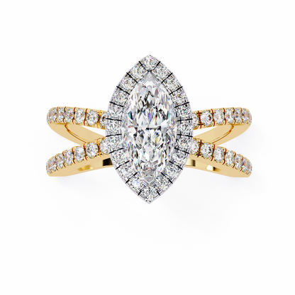 Mireille Lab Grown Diamond Marquise Halo Crisscross Ring