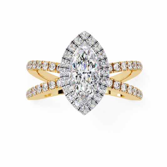 Mireille Lab Grown Diamond Marquise Halo Crisscross Ring