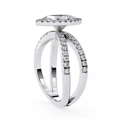 Mireille Lab Grown Diamond Marquise Halo Crisscross Ring