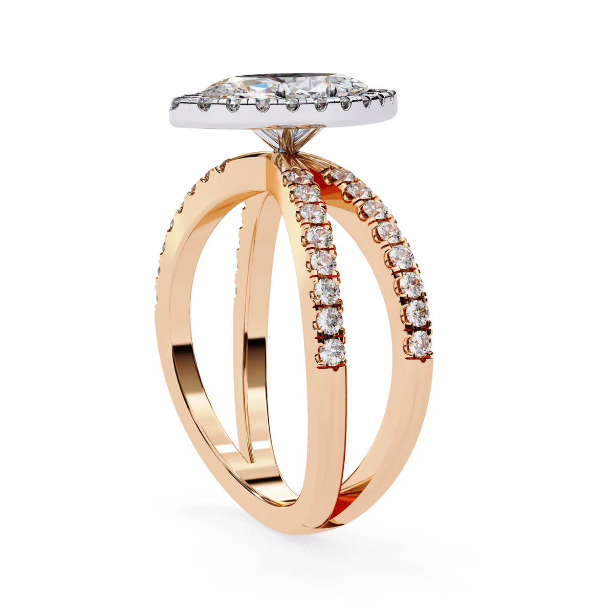 Mireille Lab Grown Diamond Marquise Halo Crisscross Ring - Ophiratbf