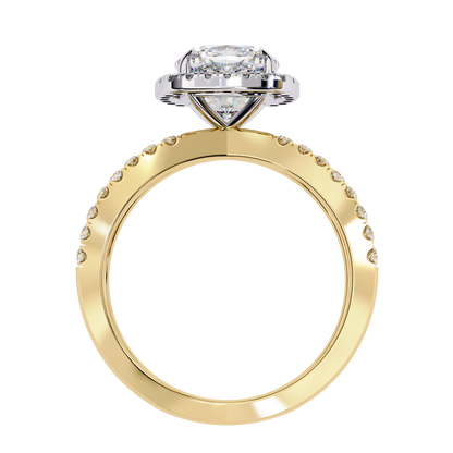Cushion Halo Crisscross Lab Grown Diamond Ring