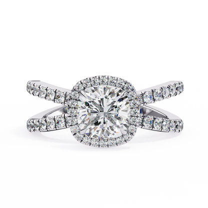Cushion Halo Crisscross Lab Grown Diamond Ring