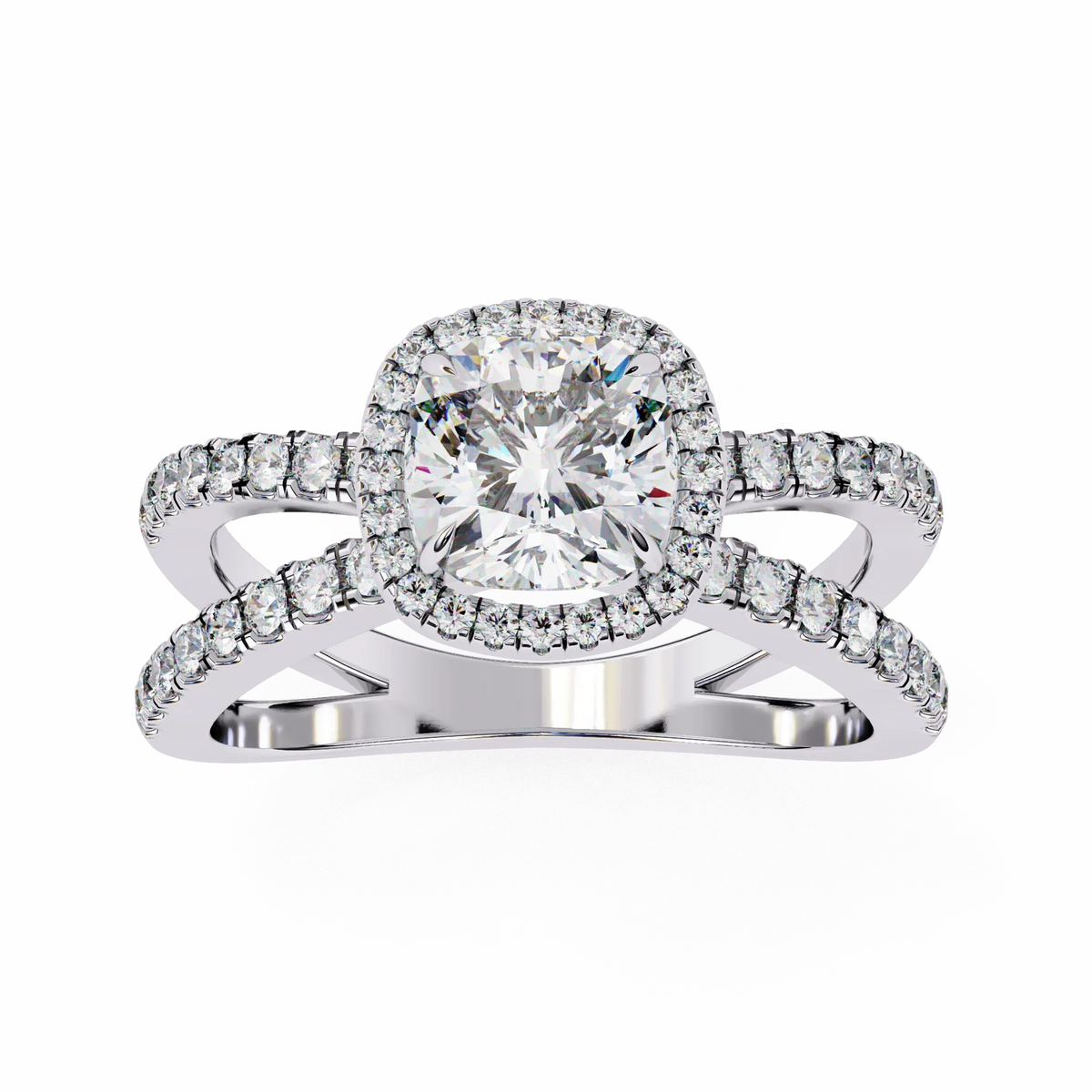 Cushion Halo Crisscross Lab Grown Diamond Ring - Ophiratbf