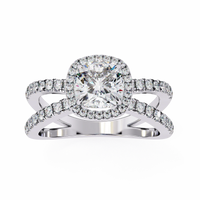 Cushion Halo Crisscross Lab Grown Diamond Ring - Ophiratbf