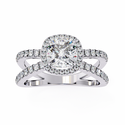 Cushion Halo Crisscross Lab Grown Diamond Ring