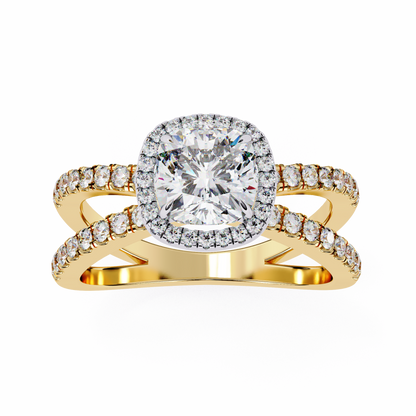 Cushion Halo Crisscross Lab Grown Diamond Ring