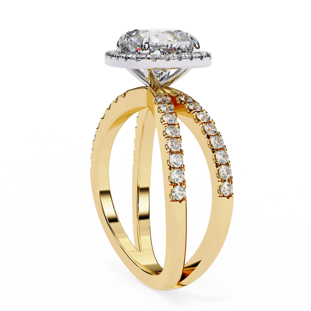 Cushion Halo Crisscross Lab Grown Diamond Ring - Ophiratbf