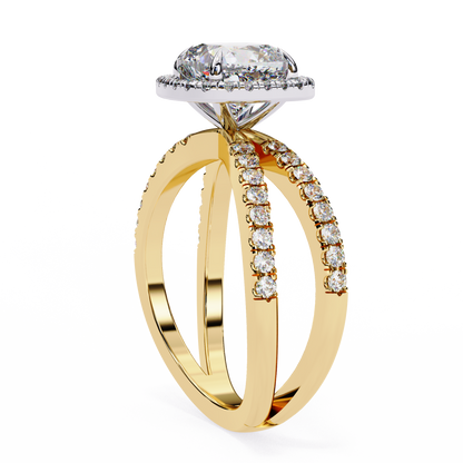 Cushion Halo Crisscross Lab Grown Diamond Ring