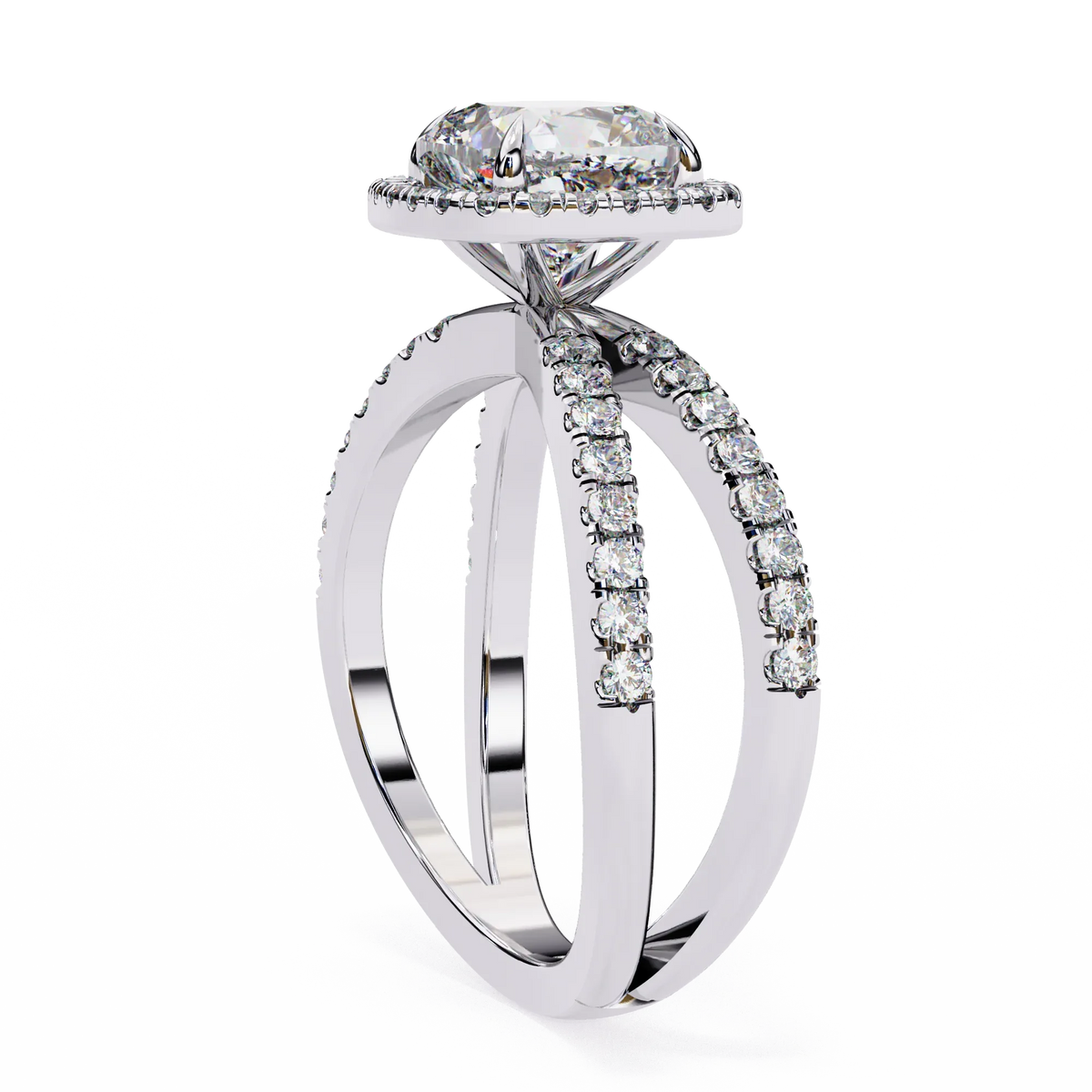 Cushion Halo Crisscross Lab Grown Diamond Ring - Ophiratbf