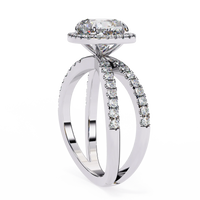 Cushion Halo Crisscross Lab Grown Diamond Ring - Ophiratbf