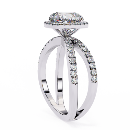 Cushion Halo Crisscross Lab Grown Diamond Ring