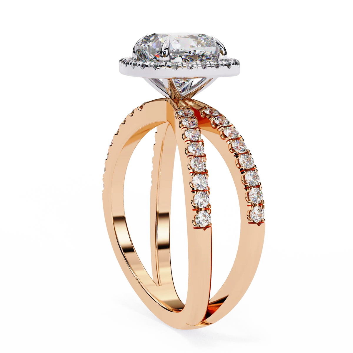Cushion Halo Crisscross Lab Grown Diamond Ring - Ophiratbf