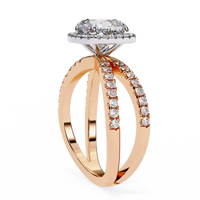 Cushion Halo Crisscross Lab Grown Diamond Ring - Ophiratbf