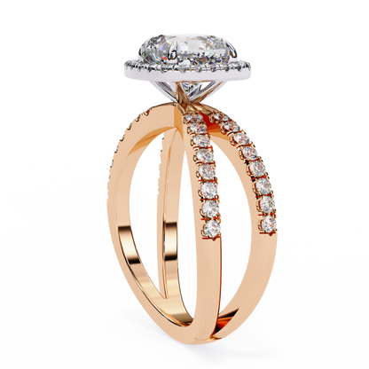 Cushion Halo Crisscross Lab Grown Diamond Ring