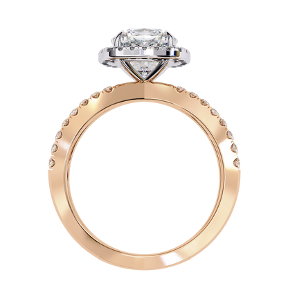 Cushion Halo Crisscross Lab Grown Diamond Ring