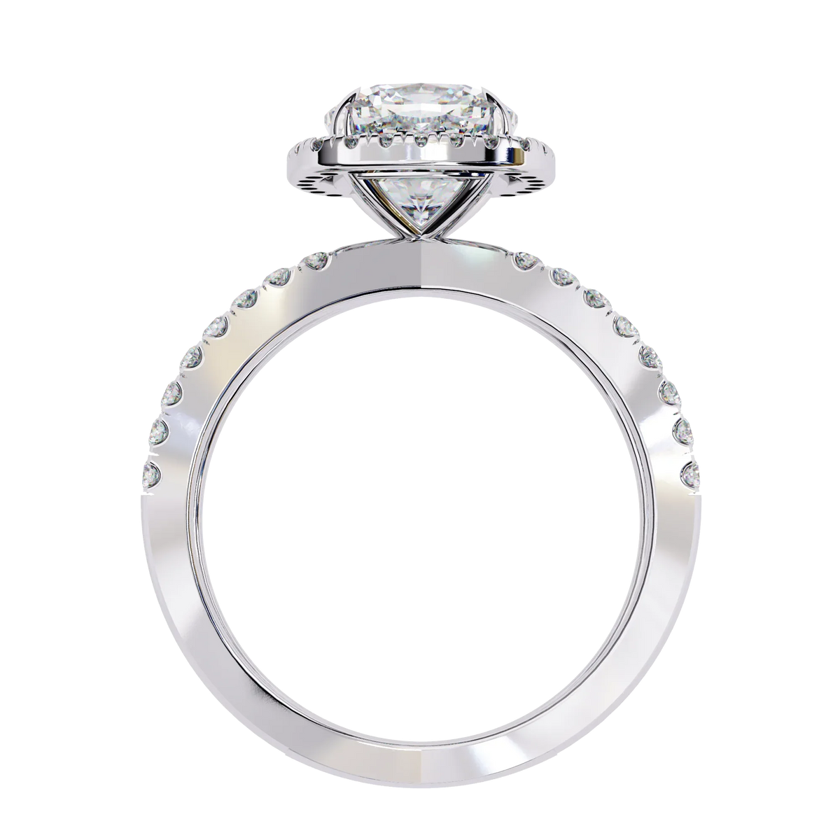 Cushion Halo Crisscross Lab Grown Diamond Ring - Ophiratbf