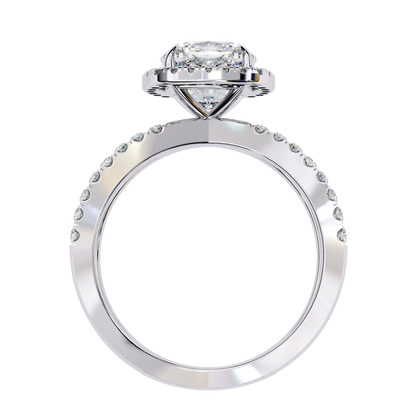 Cushion Halo Crisscross Lab Grown Diamond Ring