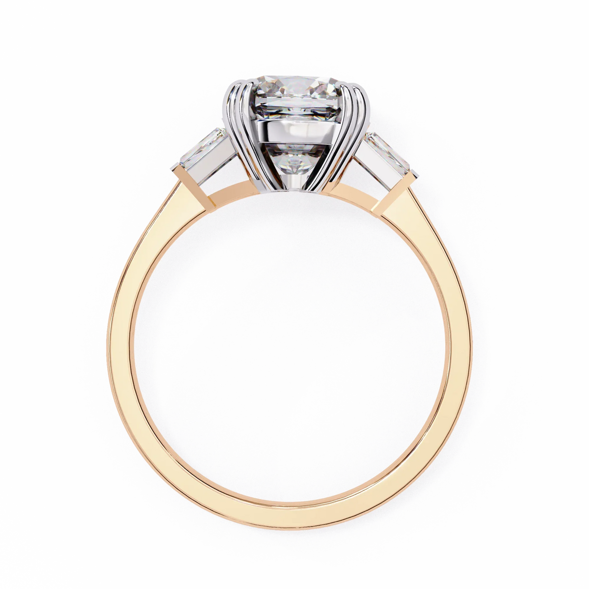 Lustre Cushion Baguette Lab Grown Diamond Ring - Ophiratbf