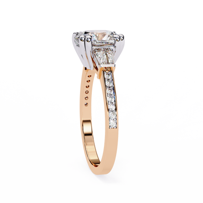 Lustre Cushion Baguette Lab Grown Diamond Ring