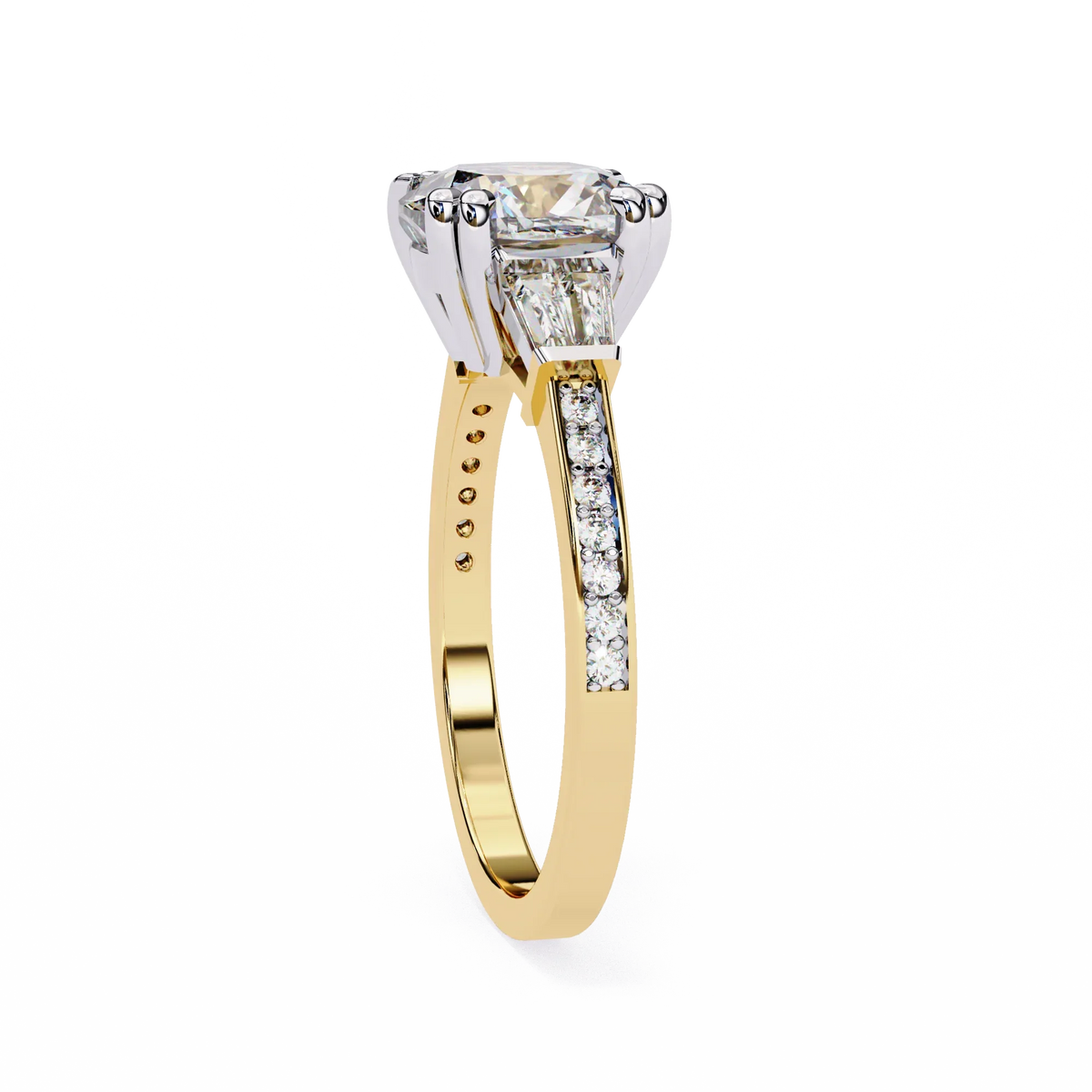 Lustre Cushion Baguette Lab Grown Diamond Ring - Ophiratbf