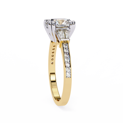 Lustre Cushion Baguette Lab Grown Diamond Ring
