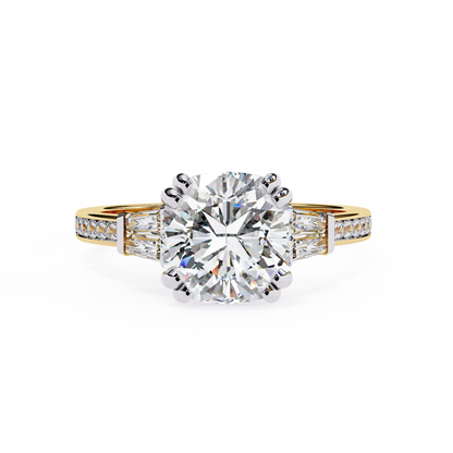 Lustre Cushion Baguette Lab Grown Diamond Ring