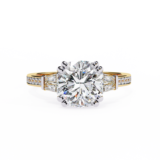 Lustre Cushion Baguette Lab Grown Diamond Ring