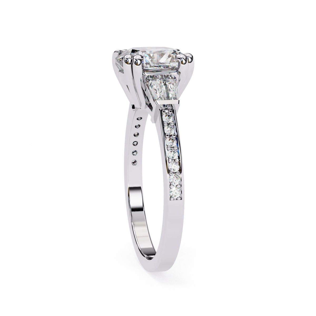 Lustre Cushion Baguette Lab Grown Diamond Ring - Ophiratbf