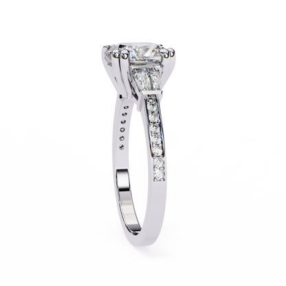 Lustre Cushion Baguette Lab Grown Diamond Ring