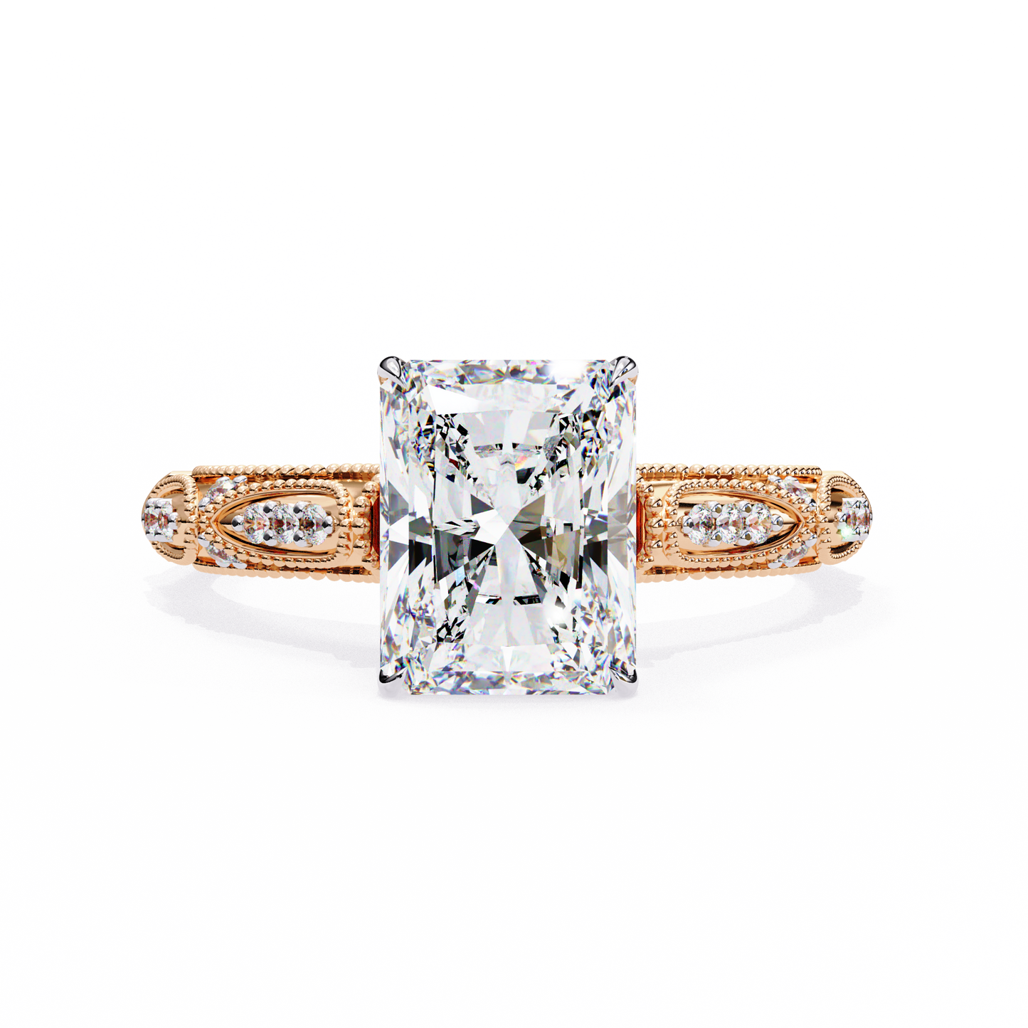 radiant spark lab grown diamond ring