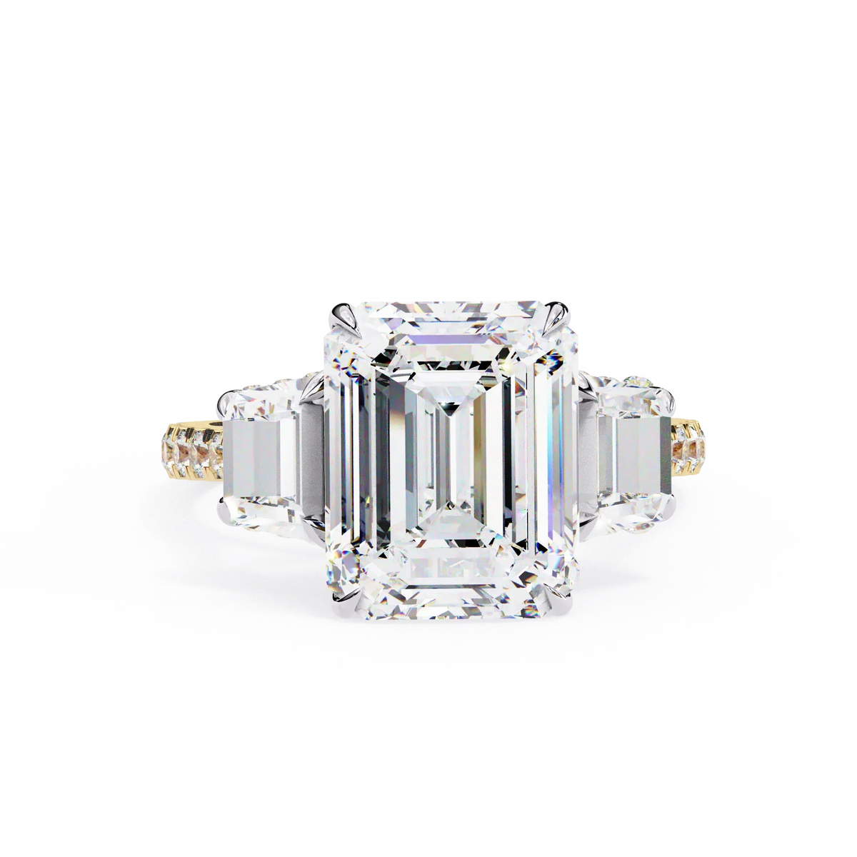 Sovereign Emerald Three-Stone Lab Grown Diamond Ring - Ophiratbf