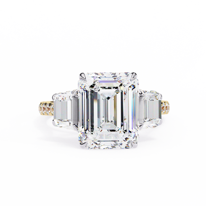 Sovereign Emerald Three-Stone Lab Grown Diamond Ring