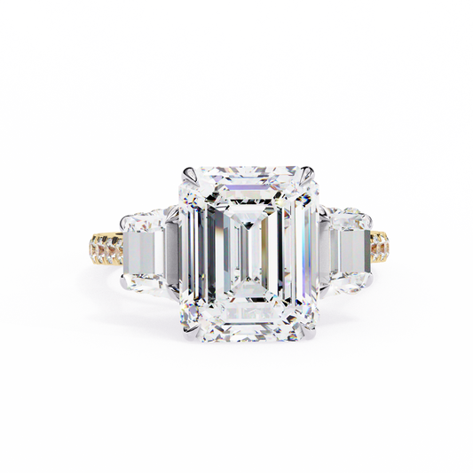 Sovereign Emerald Three-Stone Lab Grown Diamond Ring