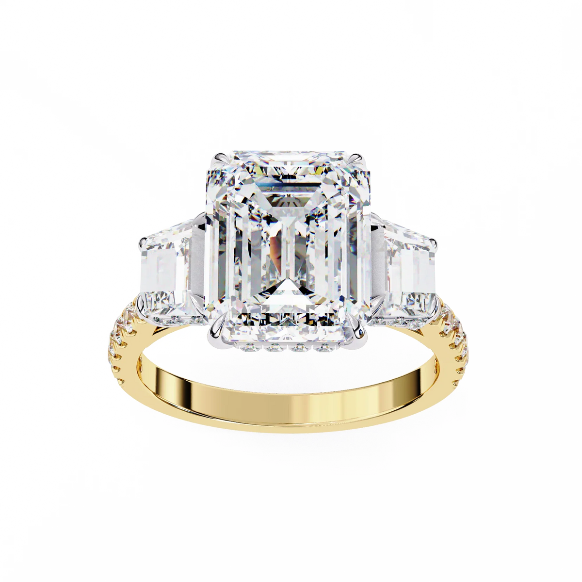 Sovereign Emerald Three-Stone Lab Grown Diamond Ring - Ophiratbf