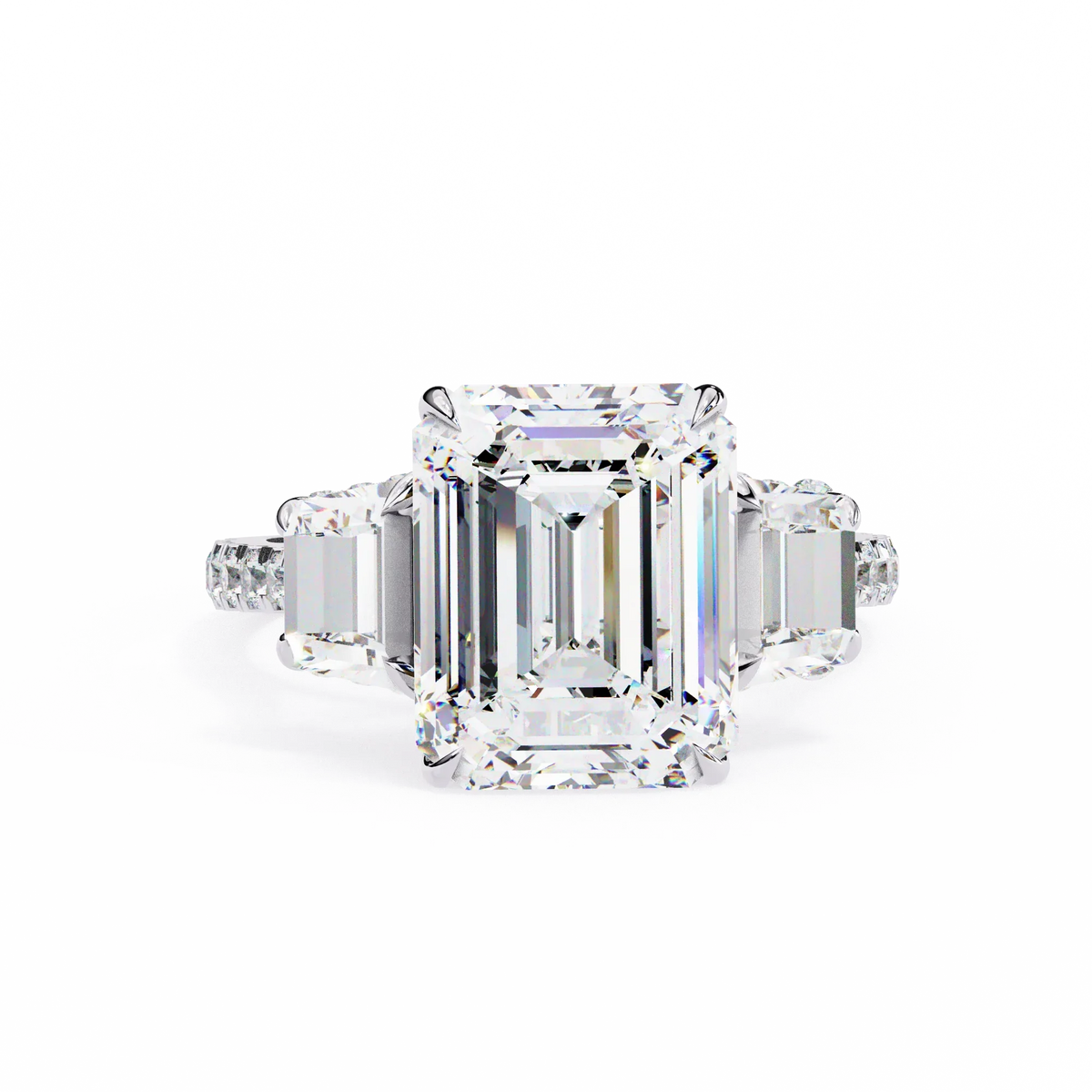 Sovereign Emerald Three-Stone Lab Grown Diamond Ring - Ophiratbf