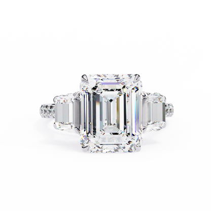 Sovereign Emerald Three-Stone Lab Grown Diamond Ring