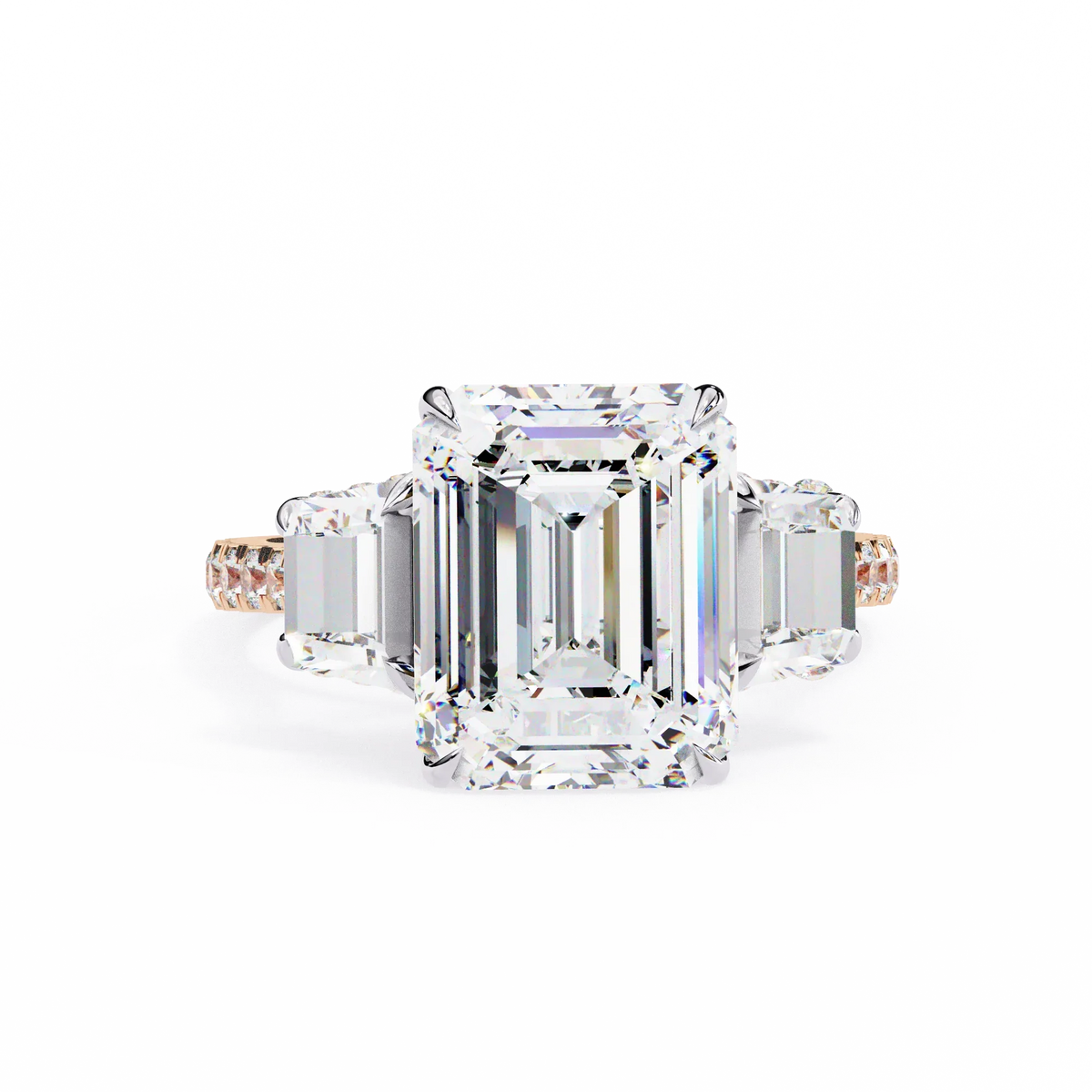 Sovereign Emerald Three-Stone Lab Grown Diamond Ring - Ophiratbf