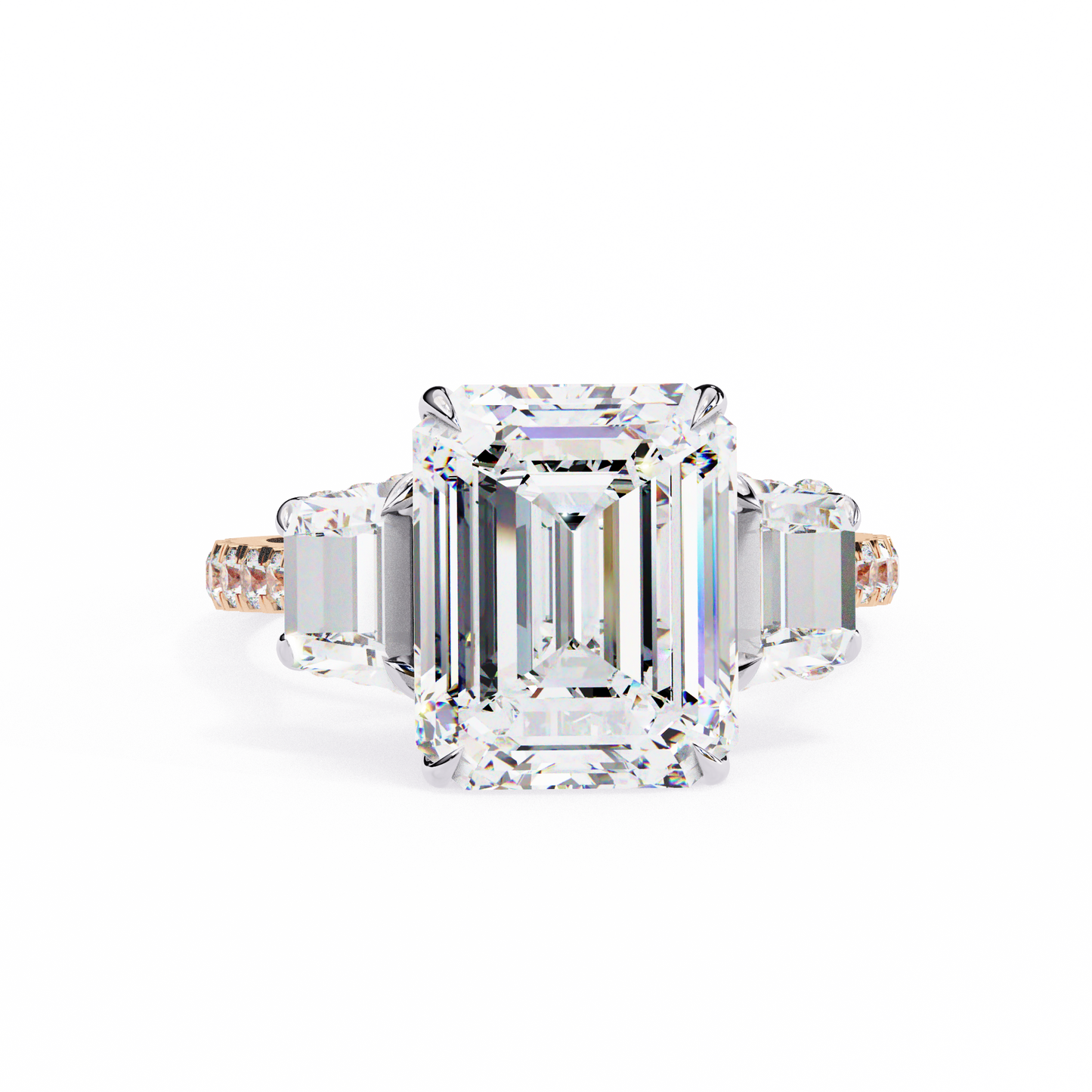 sovereign emerald three-stone lab grown diamond ring