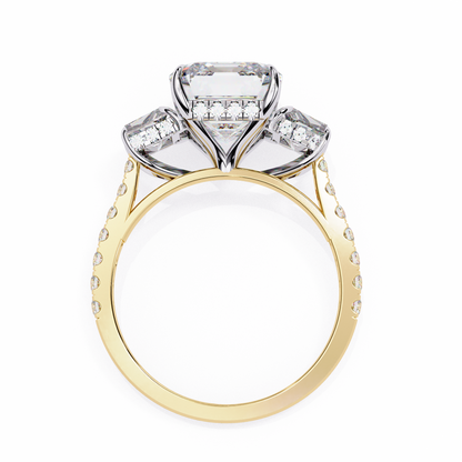 Sovereign Emerald Three-Stone Lab Grown Diamond Ring