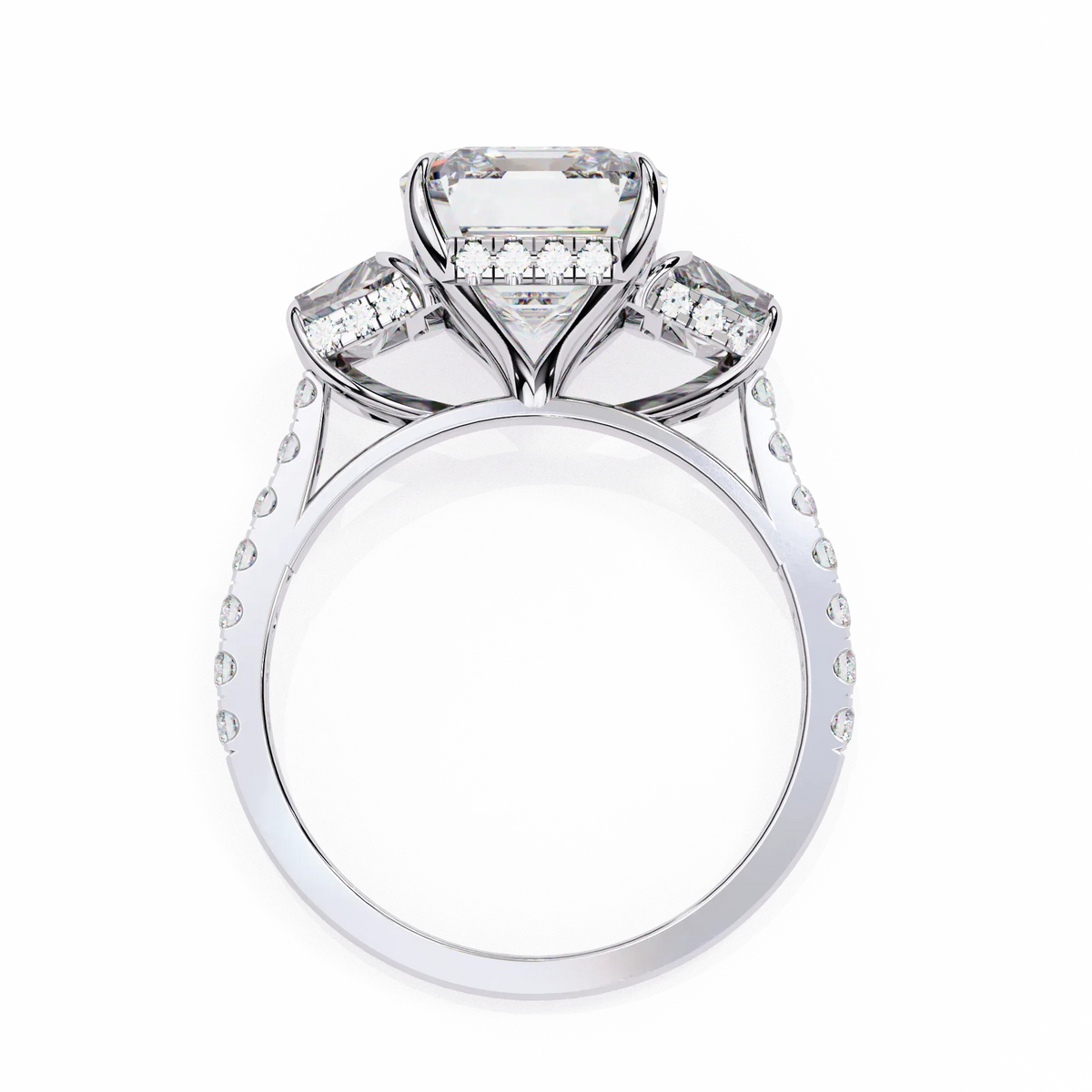 Sovereign Emerald Three-Stone Lab Grown Diamond Ring - Ophiratbf