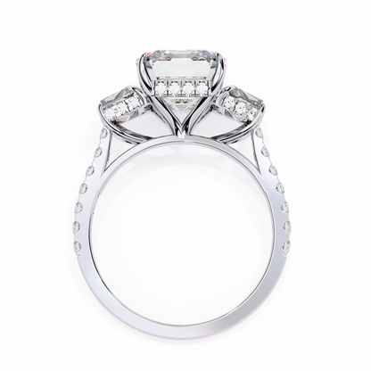 Sovereign Emerald Three-Stone Lab Grown Diamond Ring