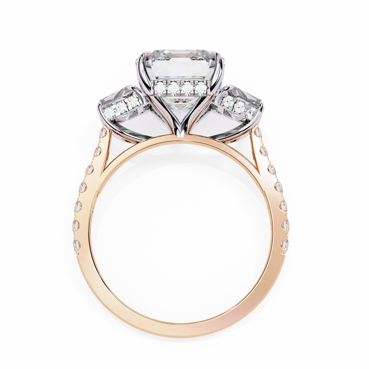 Sovereign Emerald Three-Stone Lab Grown Diamond Ring - Ophiratbf