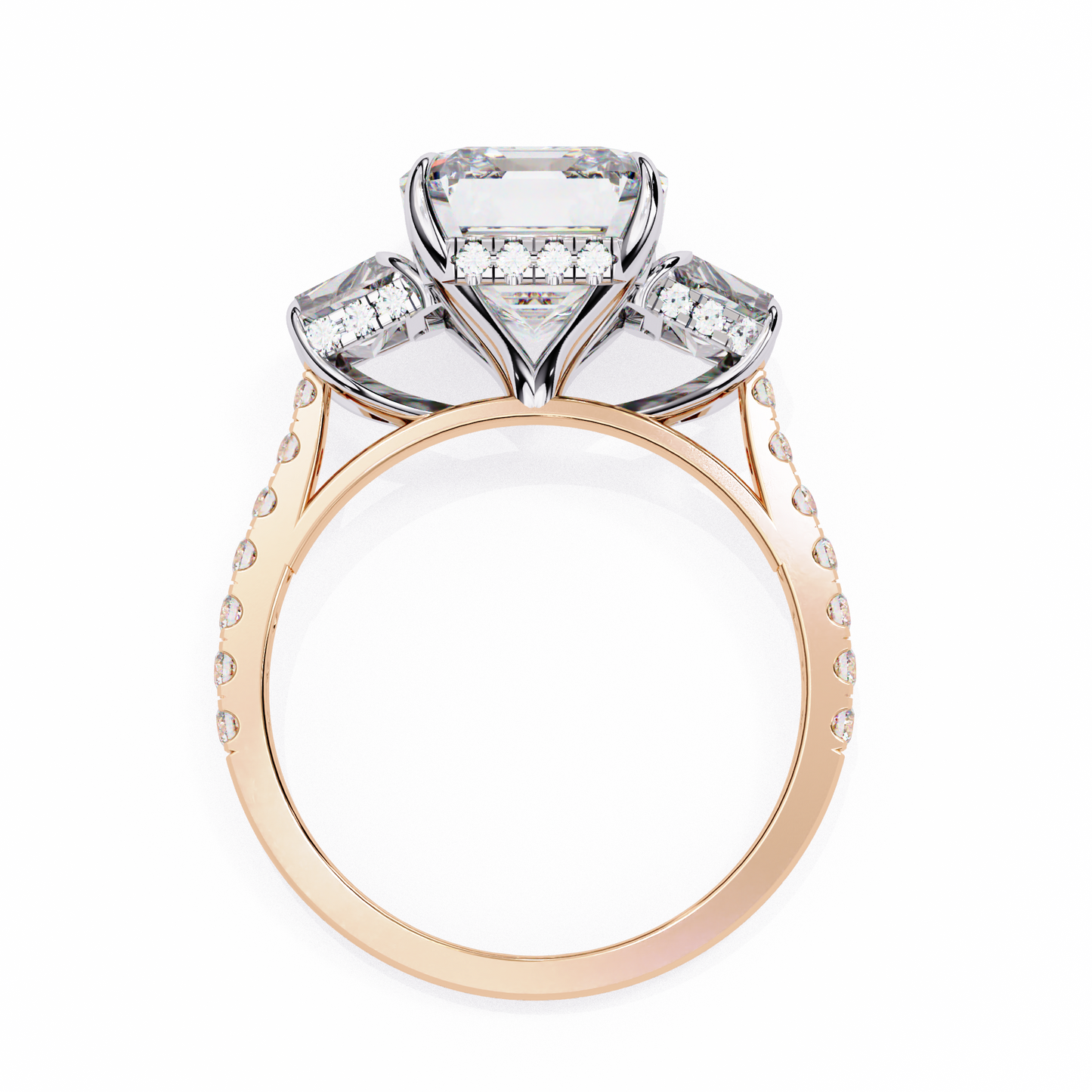 sovereign emerald three-stone lab grown diamond ring
