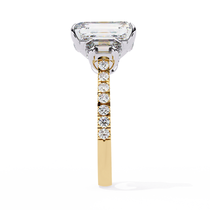 Sovereign Emerald Three-Stone Lab Grown Diamond Ring