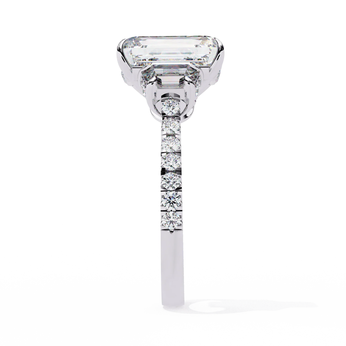 Sovereign Emerald Three-Stone Lab Grown Diamond Ring - Ophiratbf